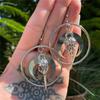 Gothic Sliver Color Large Circle Moon Crow Bird Pointed Mouth Skull Dangle Earrings for Women Men Hallowmas Party Jewelry Gifts