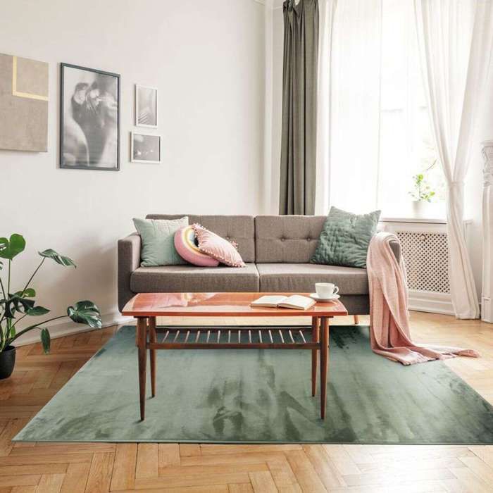 Extra-soft Living Room Rug Velvet Effect Light Green 160x230