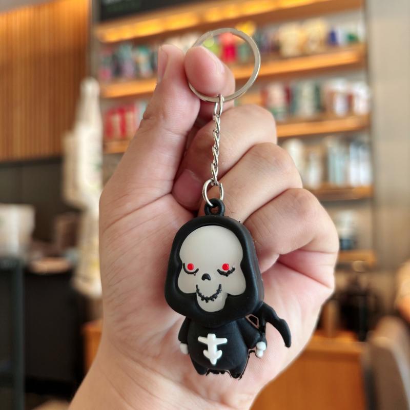 Halloween Cat Bat Spider Keychain Black Animal Keyring Pendant For Party Gift Jewelry Accessories