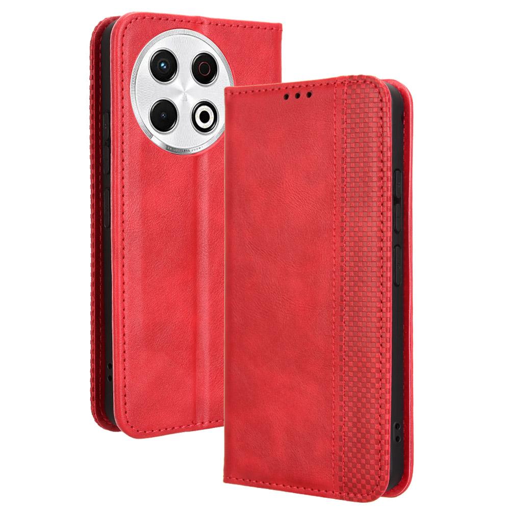 For TECNO Spark 30 Pro 4G KL7 Leather Case Wallet Stand Retro Texture Phone Cover