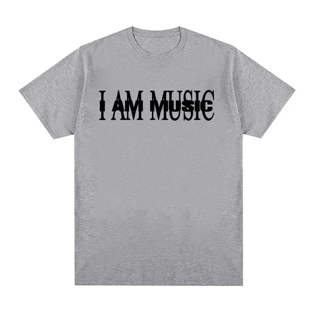 Herren T-Shirt mit kurzen Ärmeln I AM MUSIC Aufdruck Weiche Baumwolle Lässig Bequem Trendige Streetwear Tägliches Tragen Musikliebhaber Coole T-Shirts