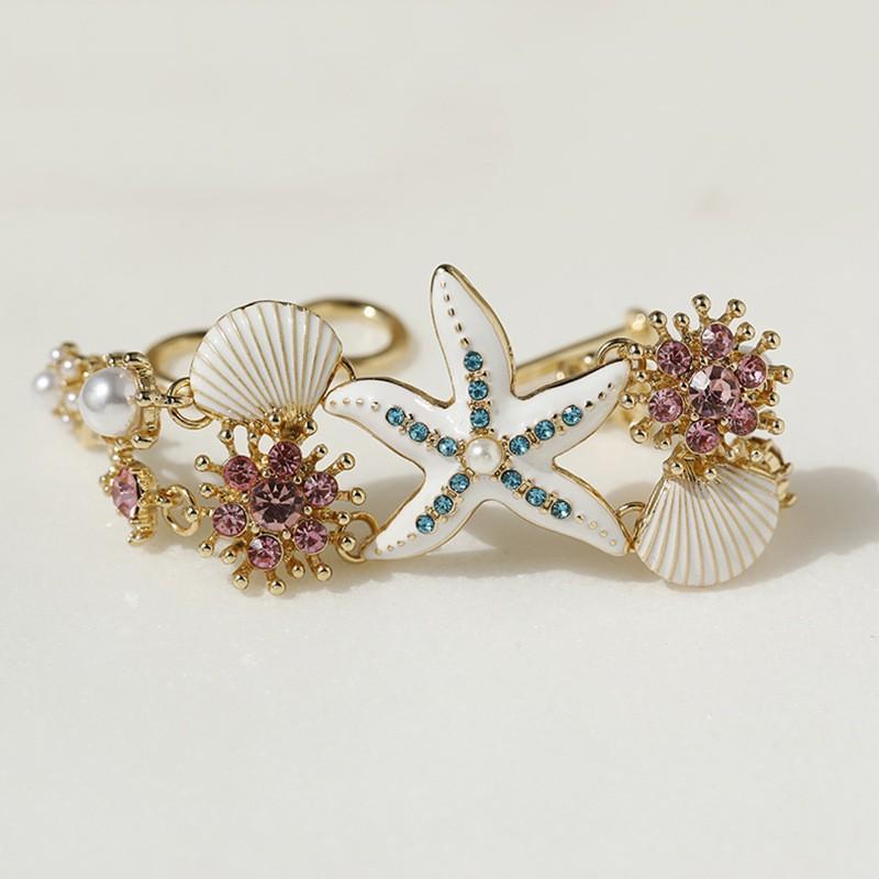Seashell Starfish Coral Pendant Necklace Bracelet Set Chic Beach Vacation Jewelry Women