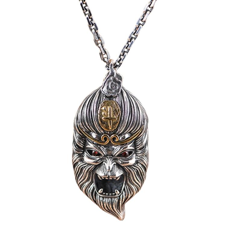 Adjustable Monkey Kings Game Sturdy Pendant Necklace Silver Plated Brass Portable Fashionable Accessory for Gamers