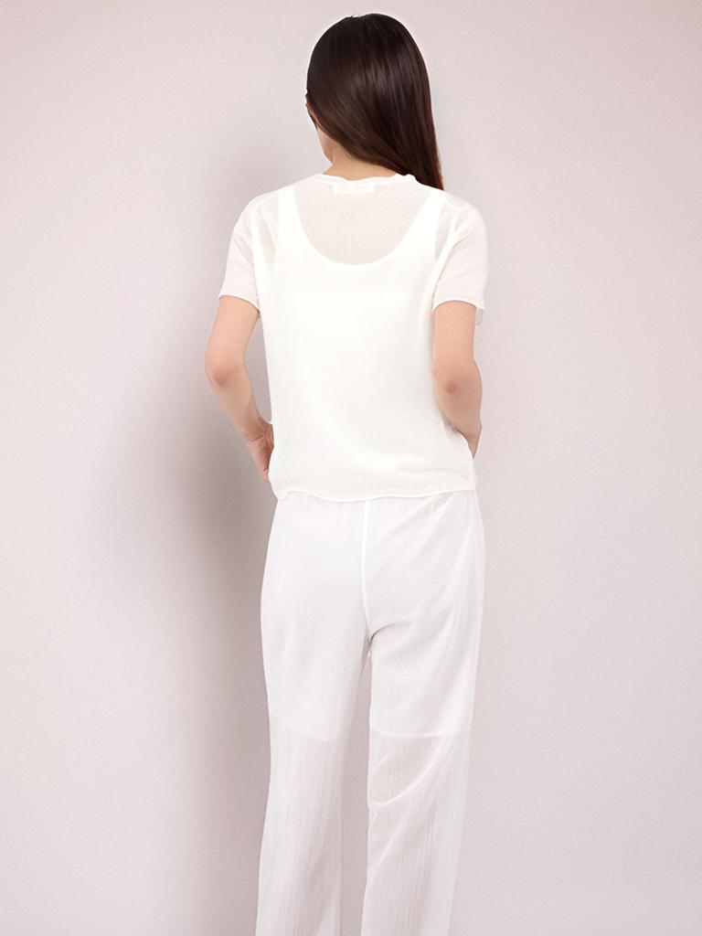 ACUD Half Sleeve Sheer Knit_White