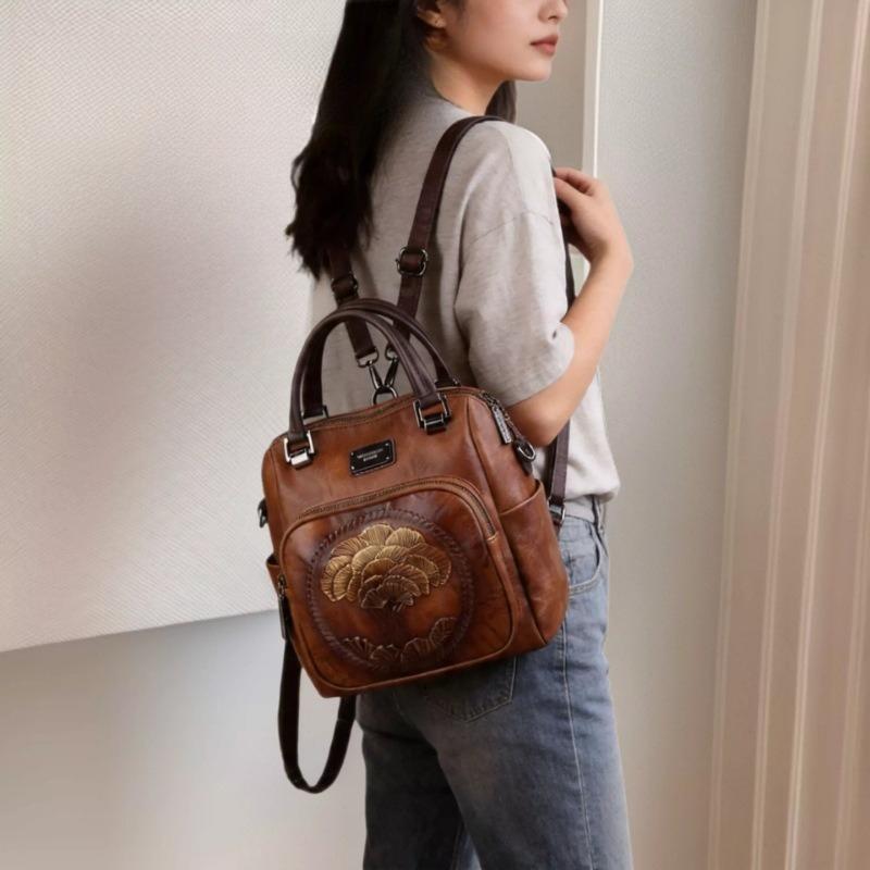 Faux Leather Backpack for Woman Vintage Everyday Backpacks Women Luxury Bags Designers Brown Green Wine Red