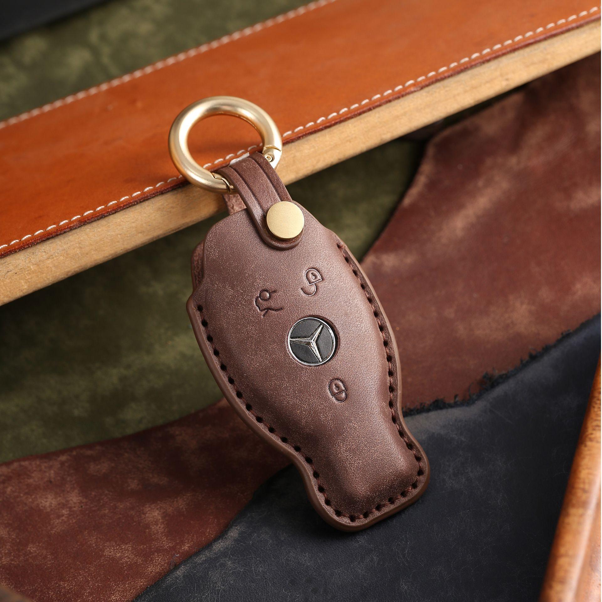 

Подходит для чехла ключа старого автомобиля Mercedes-Benz, полностью ручная работа, высококачественная пряжка для защиты ключа автомобиля