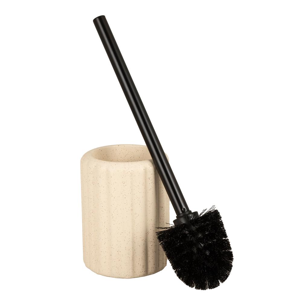 KENYA Ceramic Cream Black Toilet Brush with Holder