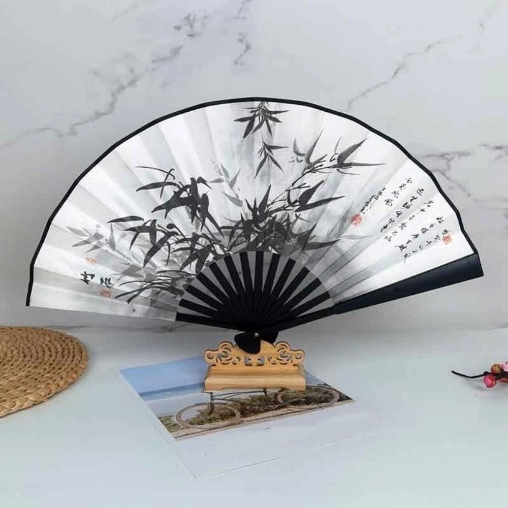 Collapsible Chinese Folding Fan Retractable Cord Ancient Style Hand Fan Dancing Performance