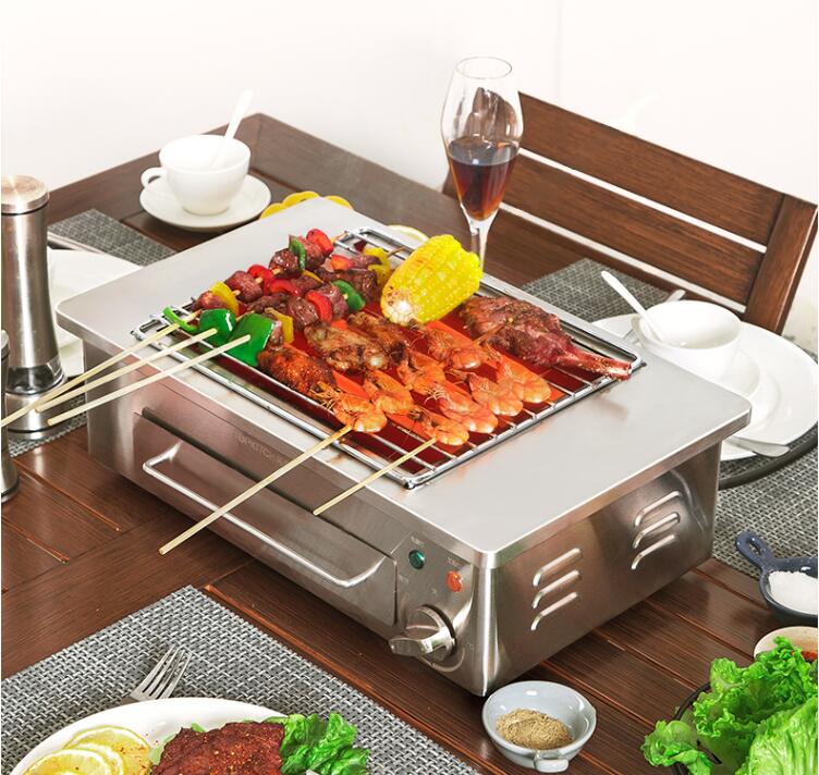 220V Smoke-free Electric Grill Household Portable Carne Churrasqueira Forno