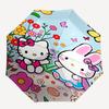 1pc Hello Kitty & Little Twin Stars Automatic Folding Umbrella - Portable 3-Fold Design with 8-Rib Iron Frame, Perfect for Outdoor Use, Festive Gifts,