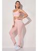 Women's Solid Color Seamless Ribbed Sports Bra and High Elastic Yoga Set