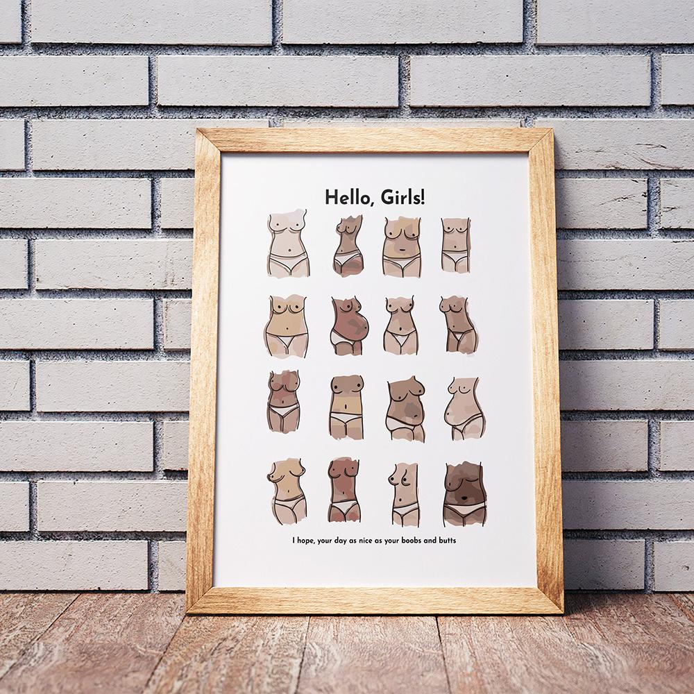 

Интересная ванная комната с кожей, стенками тел всех рас, художественными холстами, ягодицами, плакатами и принтами для сна