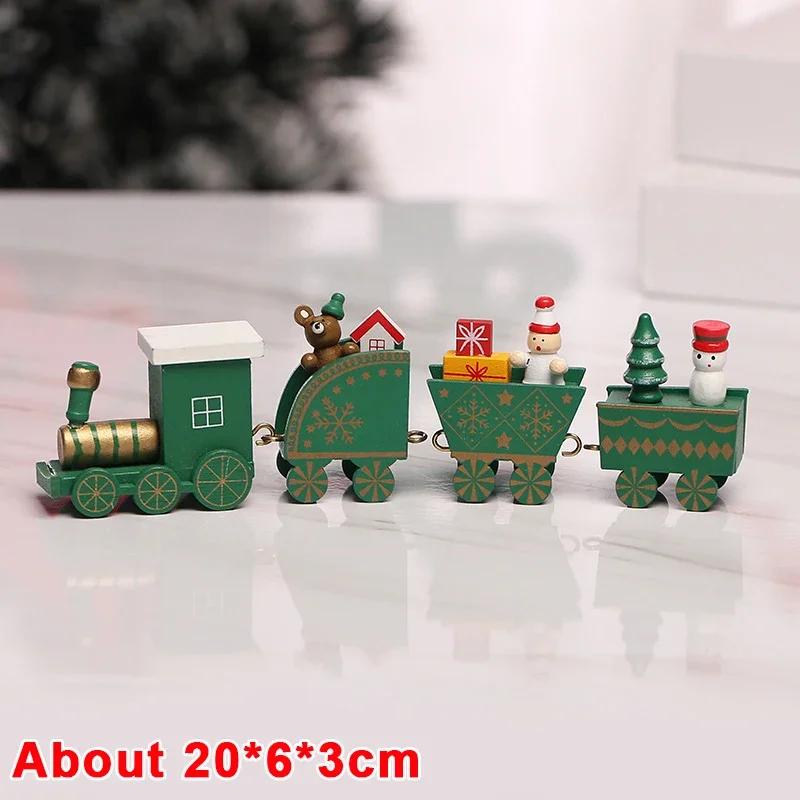 Wooden Christmas Train Ornament Plastic Mini Christmas Train Toys Festival Party Decoration Xmas Table Ornaments New Year Gifts