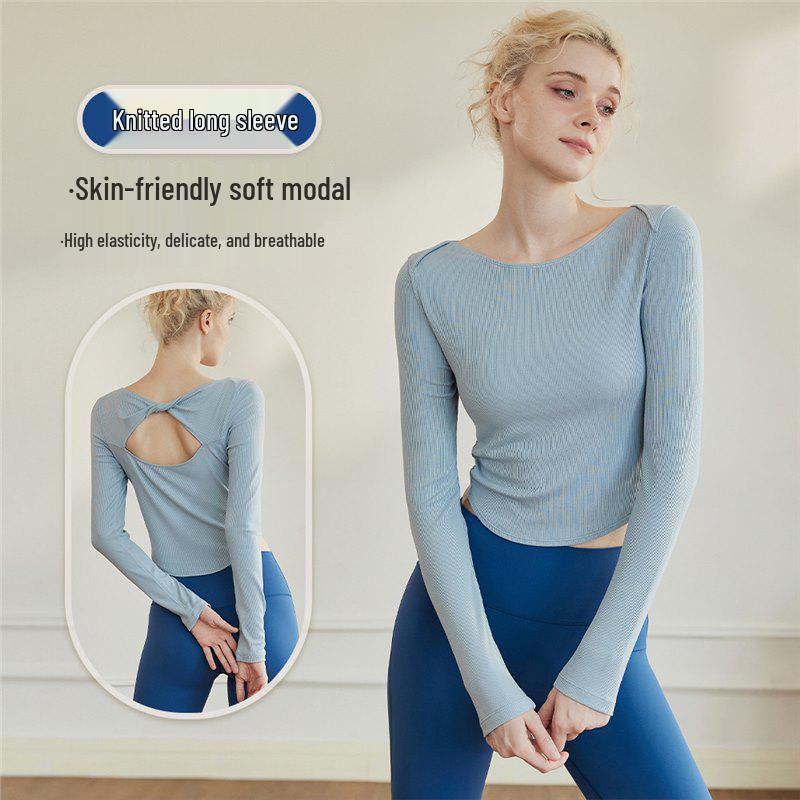 

Women s Hollowed-Back Long-Sleeve Yoga & Fitness Top XL