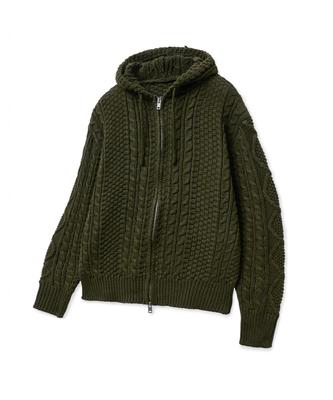 Standarderror 87-Stan193 Basic Cable Two-Way Zip-Up Knit Khaki