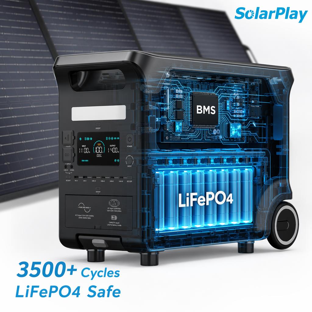 Solarplay 3840Wh LiFePO4 Solar Generator 3600W Portable Power Station 400W Solar Panel Kit EU Stock 1-3days Fast Shipping