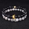 2pcs Charm Paired Bracelets Men Sets Crown Women's Bracelets Natural Stone Beads Wristband Couple Bracelet Gifts Friends Jewelry