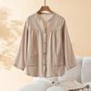 Autumn new women's pure cotton pajamas thin suit V-neck solid color loungewear long sleeves trousers can be worn outside