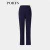 Spring Navy Side Slit Slim-Fit Casual Pants