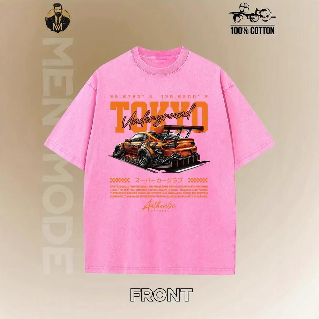 Plus Size Summer Men's Street Racing Graphic Printed Washed and Aged Short Sleeve Hip Hop Men's T-Shirt