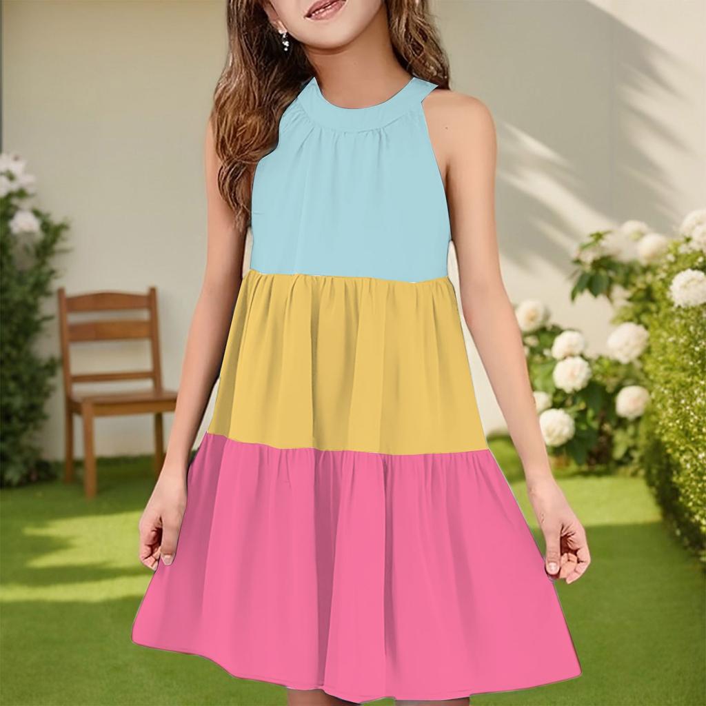 Children's Summer Casual Fashion Round Neck Sleeveless  Dress