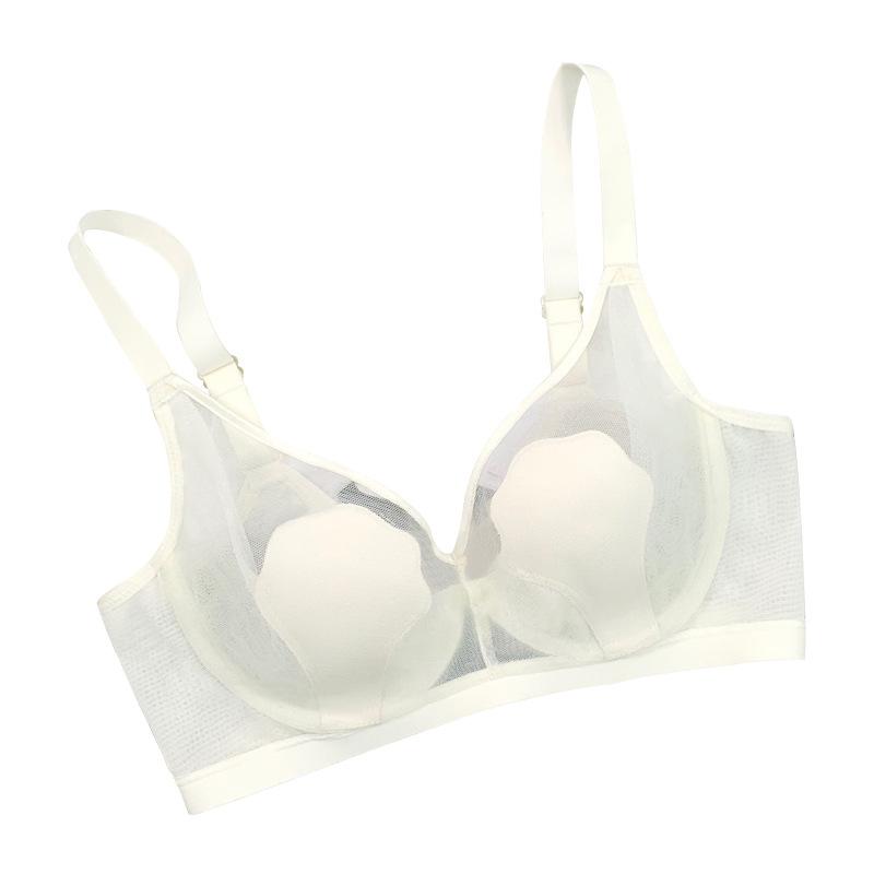 Cat's claw crystal cup underwear women's big breasts show small thin lace mesh yarn gathers and closes the secondary breasts to adjust the bra.