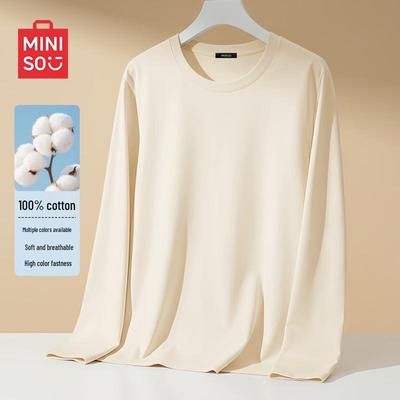 Men's Round Neck Long Sleeve Pure Cotton Casual T-Shirt