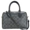 Used Handbag F32203 Signature PVC Coated Canvas/leather Gray Black Shoulder