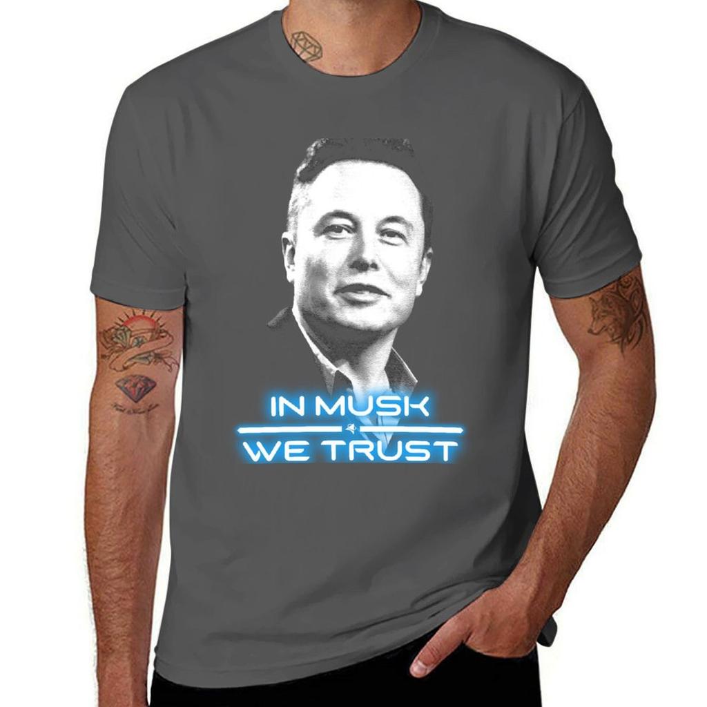 Elon Musk In Musk We Trust Maglietta Stampa Estiva Manica Corta