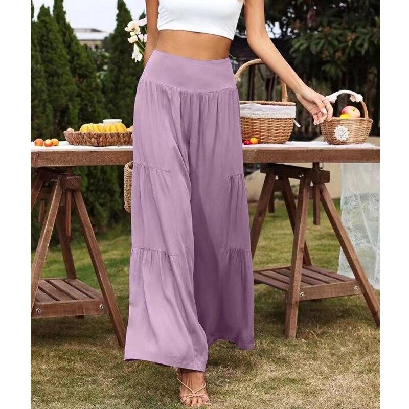 Summer Khaki Casual Cotton Linen High Waist Pants For Women Office Lady Loose Trousers Fashion Solid Baggy Pants Spodnie