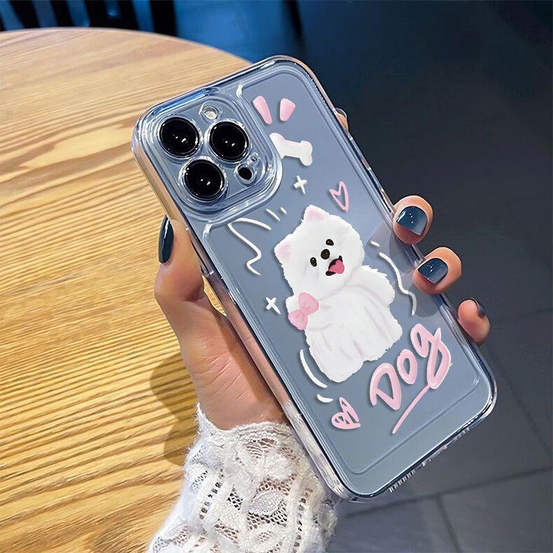 Bow Dog Compatible iPhone 14 Pro Case iPhone 15 Shockproof XS Max Soft 11/12/13 Trendy 17