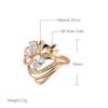 New Hyperbole Ethnic Bride Rings  Rose Gold White Natural Zircon Party Fashion Wedding Jewelry Crystal Flower Big Ring