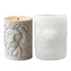 Lion Shaped Candle Mold Lion Relief Cylindrical Silicone Candle Mold Non Stick Epoxy Resin Flexible Pillar Craft Supplies