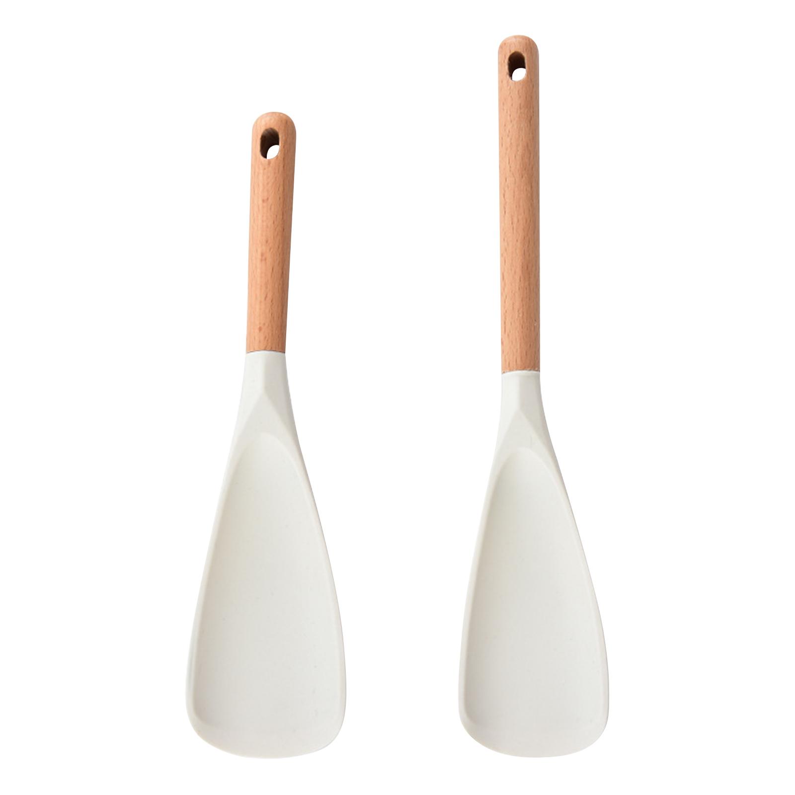 

Многофункциональная силиконовая кухонная утварь, многофункциональная лопатка 2-в-1, можно использовать для приготовления и подачи пищи (маленький + Большой размер). One Size белый