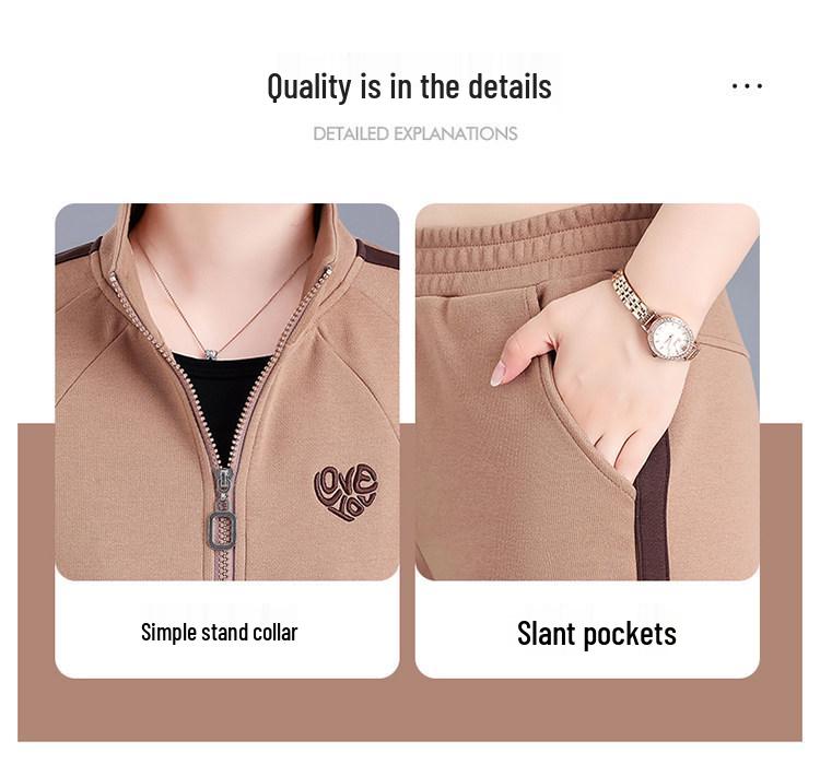 Women's Plus Size Spring & Autumn Sportswear Set, Stylish 2026 Collection for Middle-Aged and Elderly Moms