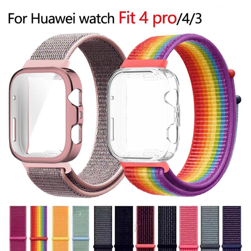 Nylon Loop Strap Sport Wristband with TPU Case Cover For Huawei Watch Fit 4 Fit4 Pro Fit 3