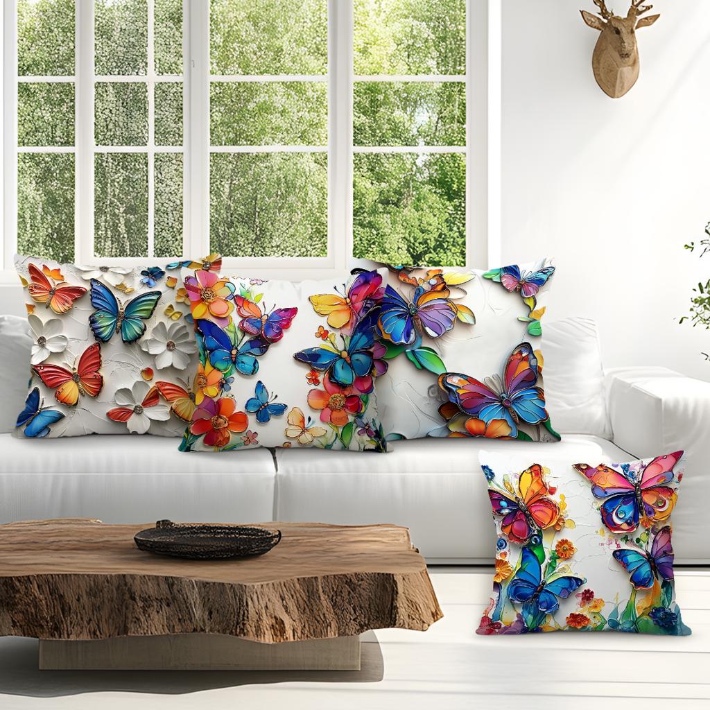 Colorful Butterfly Cushion Pillowcase Printed Polyester 45X45Cm Throw Pillowcover Decorative Sofa Cushion Pillowslip Home Decor