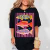 Colorful Tropical Fish American Flag Summer Beach Graphic T Shirt