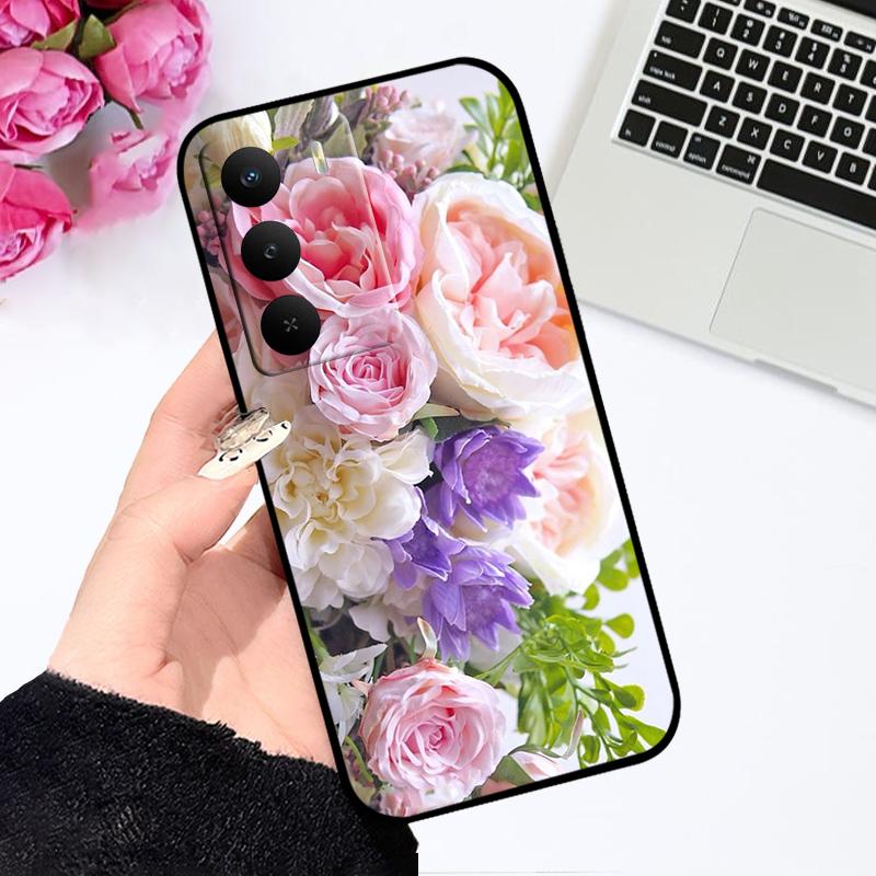

Case For Realme V60 Pro TPU Silicone Black Phone Cover For OPPO Realme 14x 5G Fashion Color Painted Soft Shockproof Coque Bumper For Realme V60 Pro