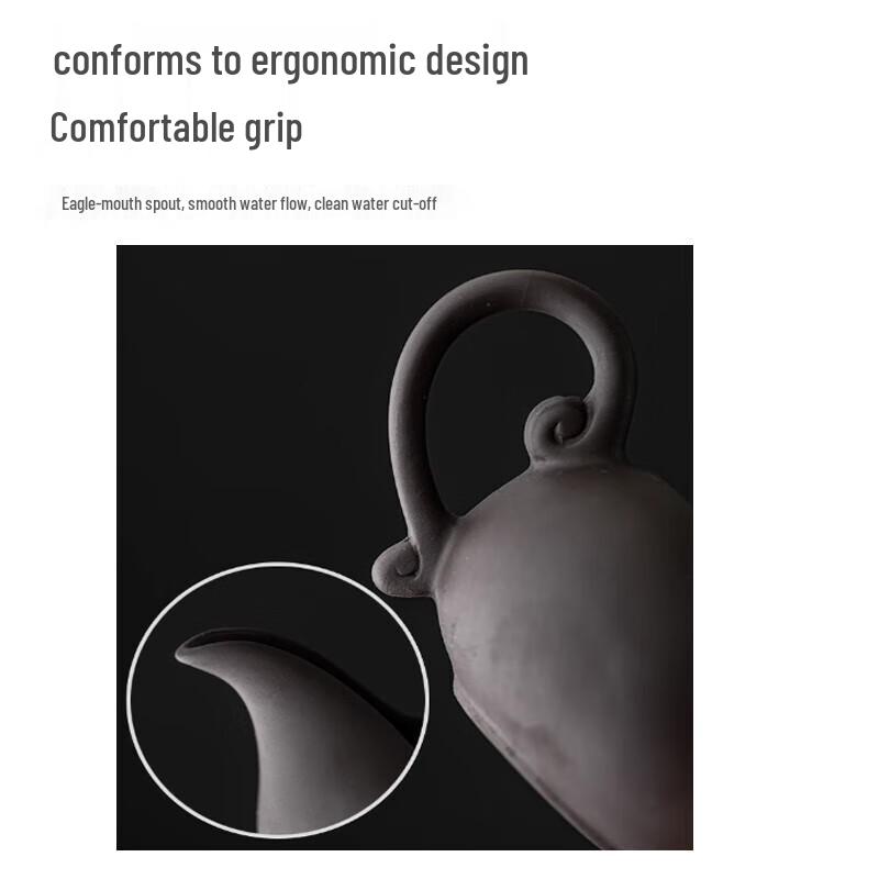 Gong He Jing Pin 9-Piece Zisha Ceramic Tea Set with Dual-Use Tray