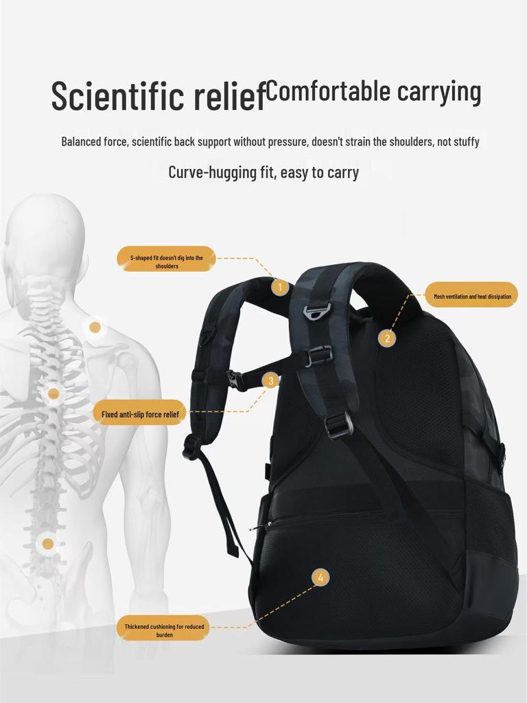 Men's Camouflage Schoolbag: Junior & High School Decompression Backpack with Spine Protection and Large Capacity for Outdoor Leisure.