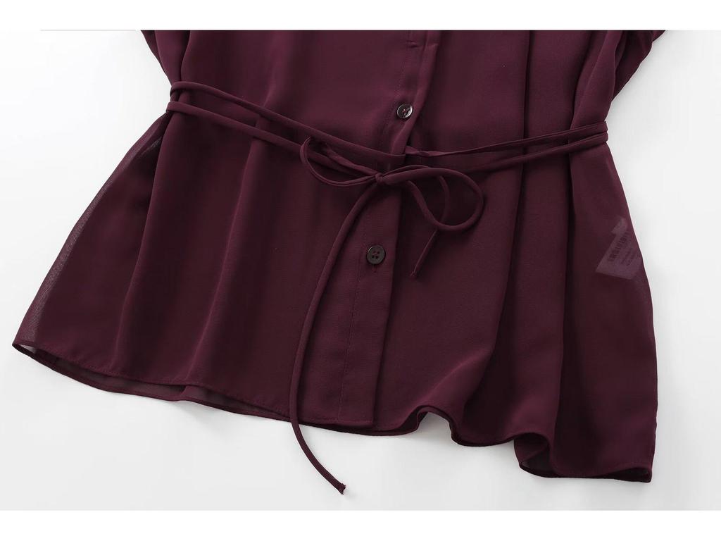 European & American Style Women's French Street Fashion Bow Long Sleeve Shirt