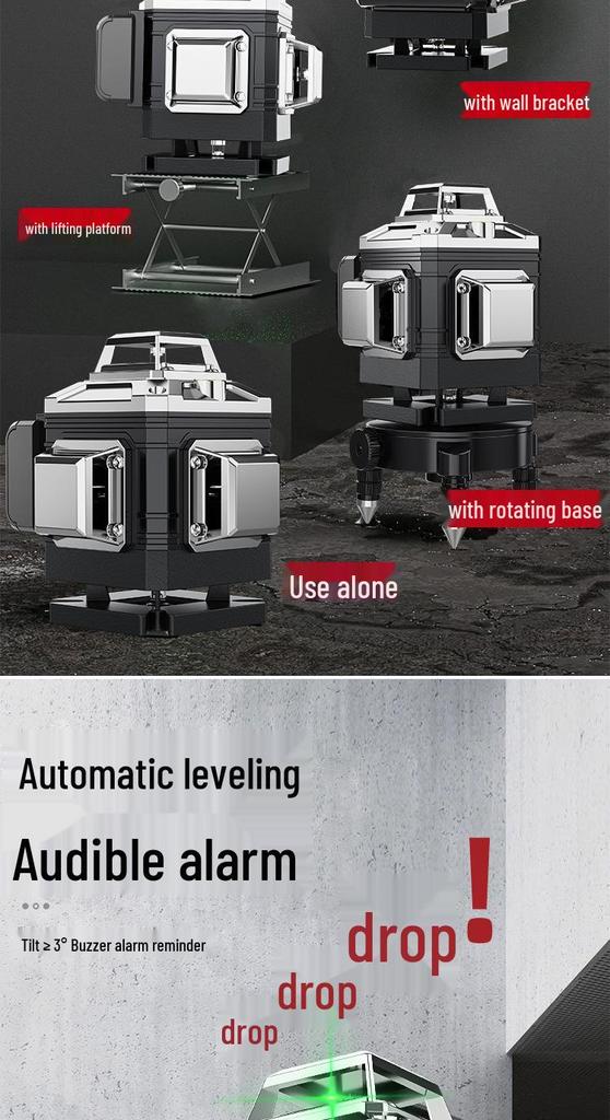 High-Precision Green Laser Level with 16 Lines for Wall and Floor Integration