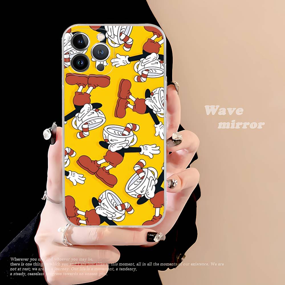 Comedy Animation C-Cuphead Cartoon Transparent Soft Phone Case For IPhone 15 12 14 16 17 13 Plus 11 Pro Max 13 Pro