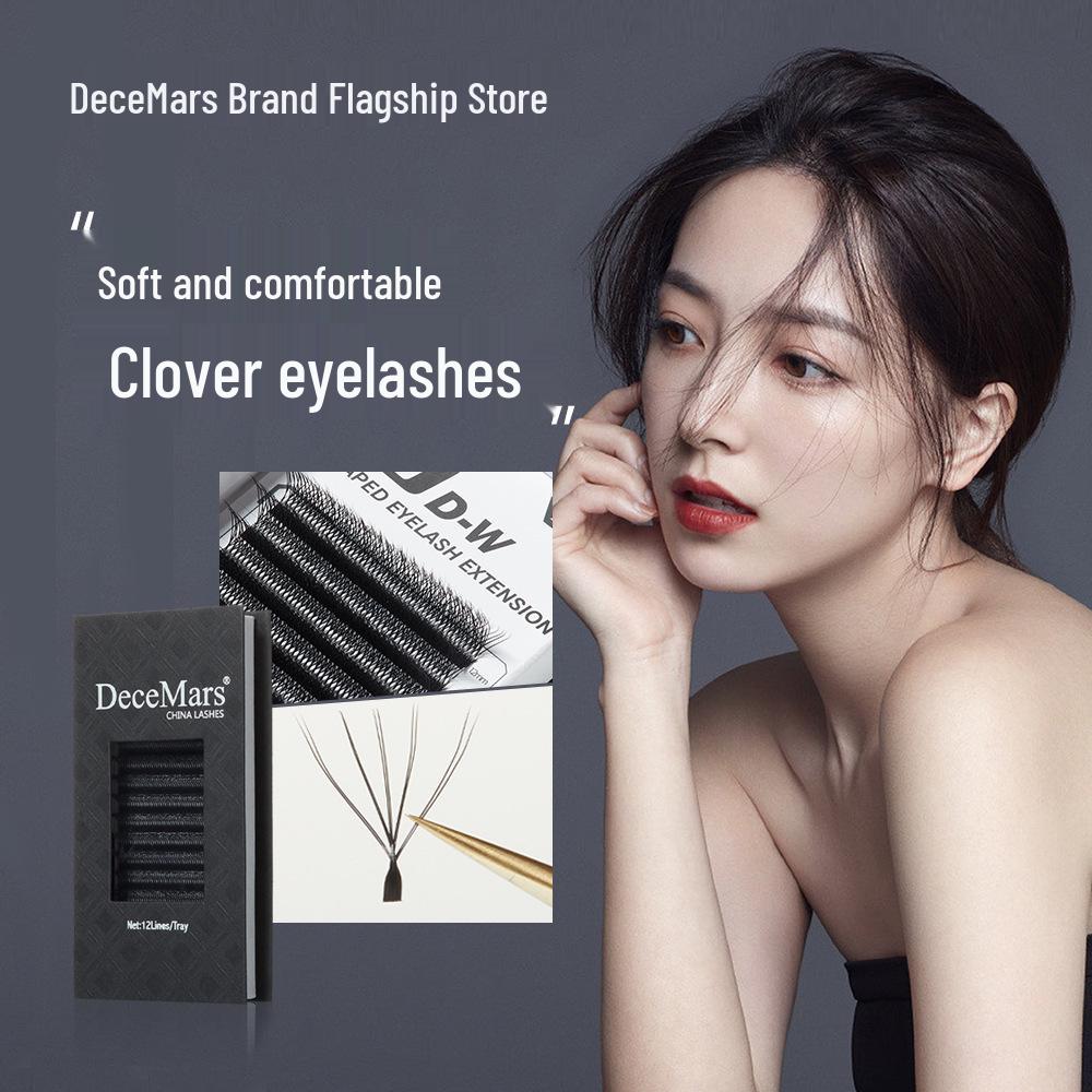 DeceMars 10D Natural Clover Grafted Individual False Eyelashes - Long-lasting Extensions