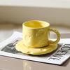 OLOEY Cream Style Ceramic Coffee Mug & Saucer Set