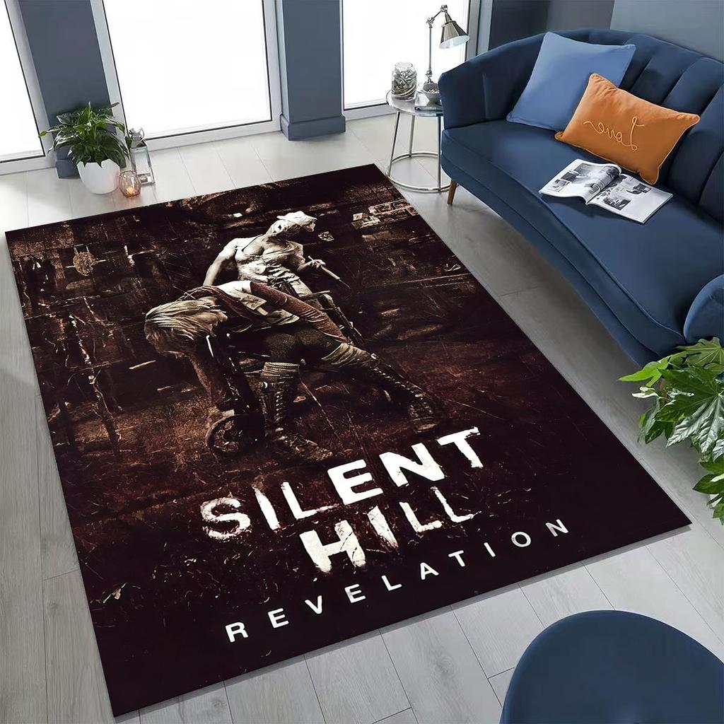 Klassisches Silent Hill Horror Game Filmkunst Teppich für Schlafzimmer Wohnzimmer Sofa Heim Fußmatte Dekor,Große Kinder Spiel Rutschfeste Bodenmatte