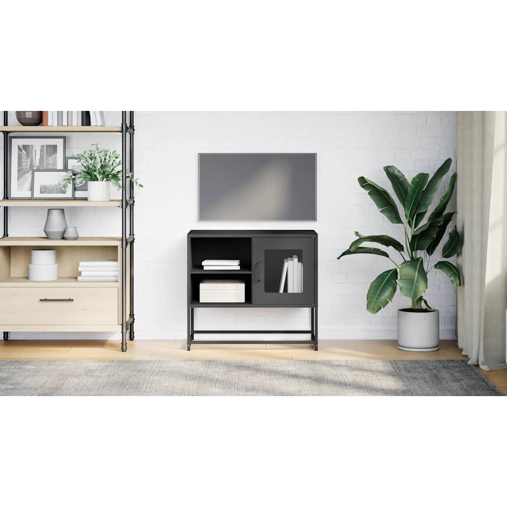 Szafka Pod Telewizor, Czarna, 68X39X60,5 Cm, Stalowa