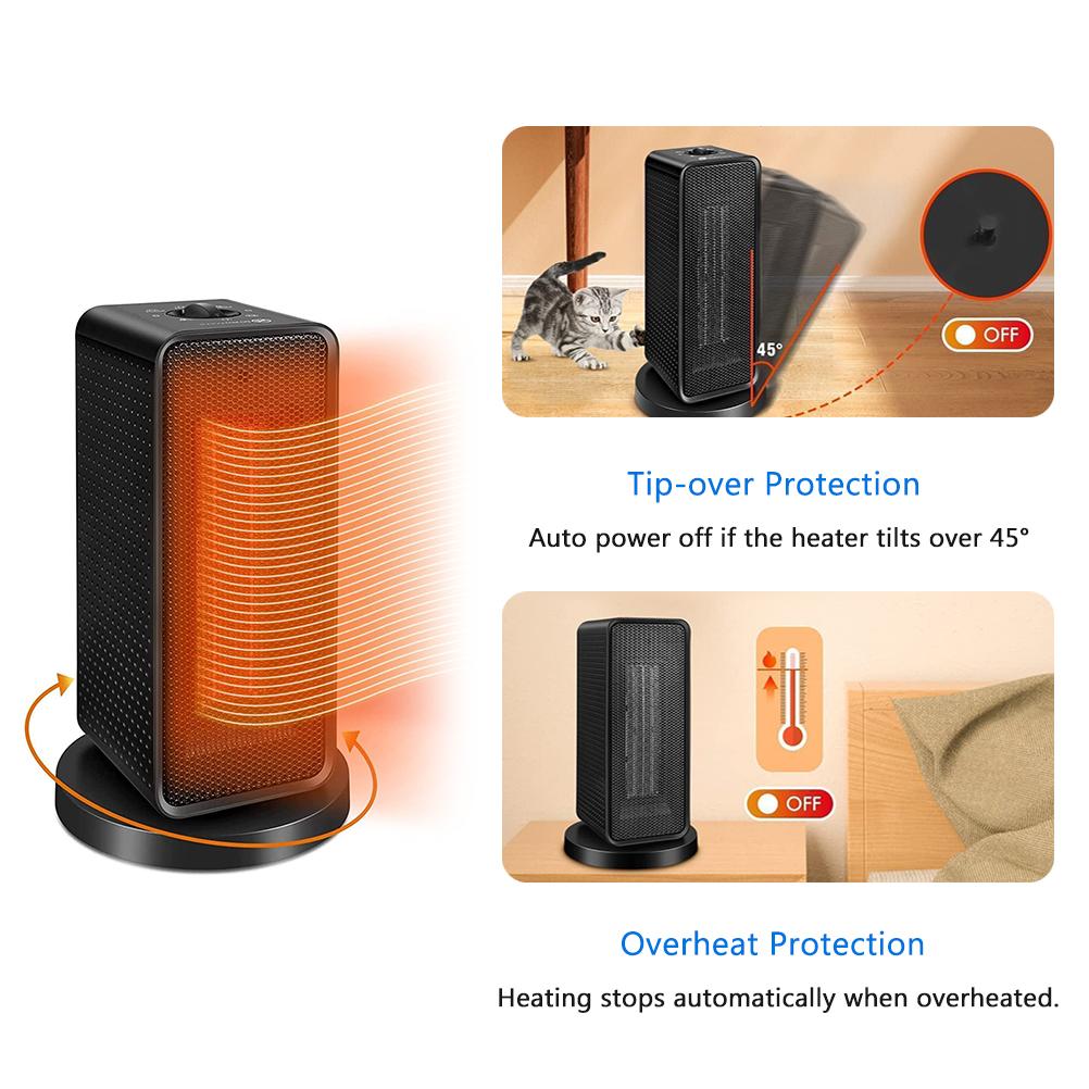 Electric Fan Heater 600W/1200W PTC Ceramic Heating Warmer Fan Quiet Space Heater Overheating