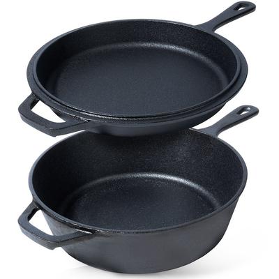 Cast Iron Pot Saucepan Roasting Pan Frying Pan Baking 2 In 1